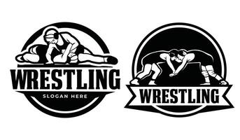 Set wrestling logo design template. vector