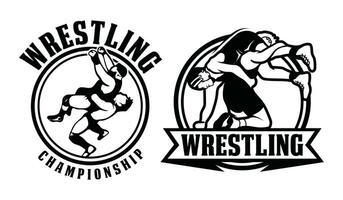 Set wrestling logo design template. vector