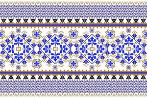 Floral Cross Stitch Embroidery on white background.geometric ethnic oriental seamless pattern traditional.Aztec style abstract vector illustration.design for texture,fabric,clothing,wrapping,sarong.