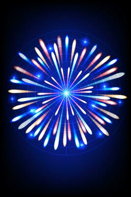 Abstract laser radar and firework explosion concept in blue background.