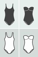 Women's one piece swimsuit icon on a background. Vector illustration.