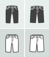 Women's and men's denim shorts. Clothes icon on a background. Vector illustration.