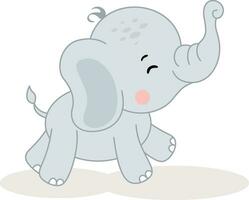 Cute baby elephant running isolated vector