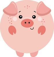 Cute pig with round body vector