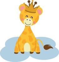 Adorable giraffe with crown on head vector