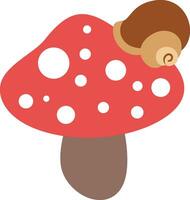 Funny snail on top of red mushroom vector