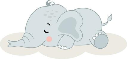 Cute baby elephant lying down vector