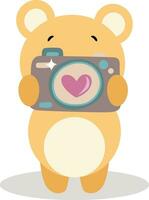 Cute teddy bear with a camera vector