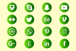 social media marketing, set of green buttons vector