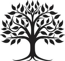 Serenity in Greenery Monochrome Emblem Symbol of Forests Excellence Tree Vector Icon