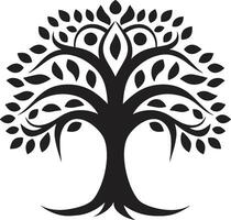 icono de naturalezas majestad en negro y blanco árbol emblema noble guardián de crecimiento monocromo emblema diseño vector