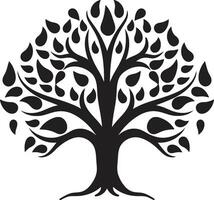 Leafy in Monochrome Emblematic Tree Art Elegance in Branches Monochromatic Logo vector