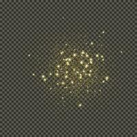 Gold glittering dust on a gray background. Dust with gold glitter effect and empty space for your text.  Vector illustration