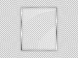 Glass plate in vertical frame isolated on background. Vector illustration.