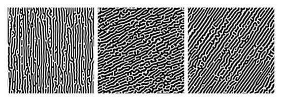 conjunto de Tres turing reacción degradado antecedentes. resumen difusión modelo con caótico formas vector ilustración.