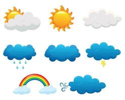 Set of cute cards with weather for kids.  Vector illustration