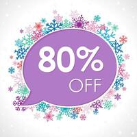 Up to 80 percent off label. Winter sale. Creative banner. vector