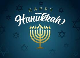 Happy Hanukkah social media poster. vector