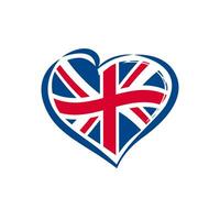 Creative heart shape with flag of the United Kingdom of Great Britain. Love UK icon concept. Sport or travel symbol. Internet button. Badge design. T shirt graphic. Emblem template. Welcome to London. vector