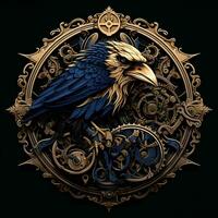 3D vector illustration of a steampunk crow in an expressive pose , AI Generative photo