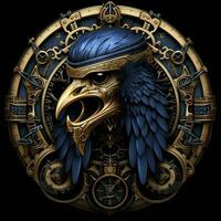 3D vector illustration of a steampunk crow in an expressive pose , AI Generative photo