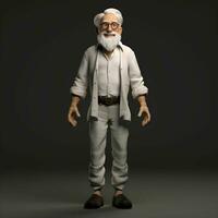 3D old man with white hair and white beard, AI Generative photo