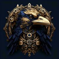 3D vector illustration of a steampunk crow in an expressive pose , AI Generative photo