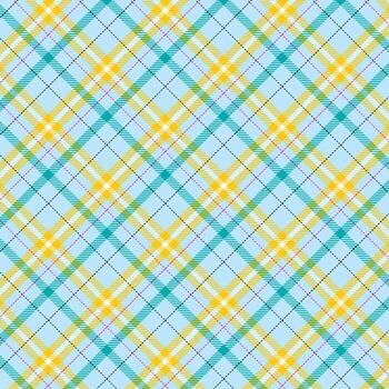 Blue check fabric texture vector textile print design with a seamless plaid pattern