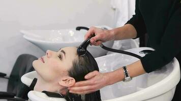 Hair washing at a hairdressing salon video