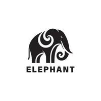 The elephant logo is designed using a minimalist vector style and is black and white