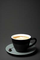 hot coffee cup isolated on dark background. ai generative photo