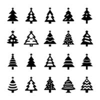 Set of Christmas trees for Merry Christmas and Happy New Year. Isolated design background. Vector set.