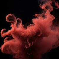 red smoke abstact art isolated black background. ai generative photo