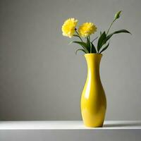 yellow vase isolated on white background. ai generative photo