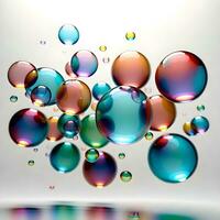 3d render of soap bubbles isolated on white background. ai generative photo