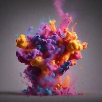 splash of smoke bomb in the style of precisionist art, Isolated dark background. ai generative photo