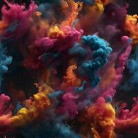 splash of smoke bomb in the style of precisionist art, Isolated dark background. ai generative photo