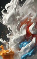 splash of smoke bomb in the style of precisionist art, Isolated dark background. ai generative photo