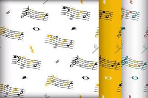 Seamless musical pattern in different colours. Notes and staves. Endless background with music notes for fabric, wrapping paper, wallpaper. vector