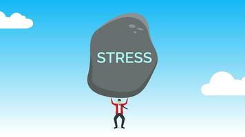 Businessman holding big stone, pressure from too much responsibility concept, overload and stress burden, anxiety from work difficulty video