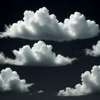 white clouds isolated on black background. ai generative photo