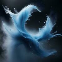 a close up of a wave of water on a black background, water art, wave of water particles. ai generative photo