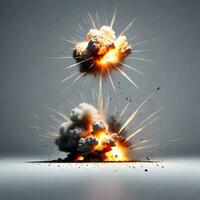 explosions isolated on grey background. ai generative photo