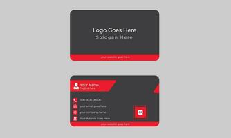 Double-sided modern red and black business card illustration. vector