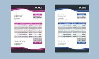 Minimal Corporate Business Invoice Design Template. Print ready invoice template for your business Free Vector