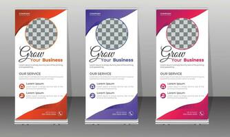 Creative corporate and business roll up banner design template Free Vector