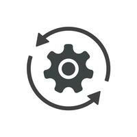 Workflow icon, operations, procedure, cog, gear, work, flow, pictogram, process, arrow, business concept vector illustration.