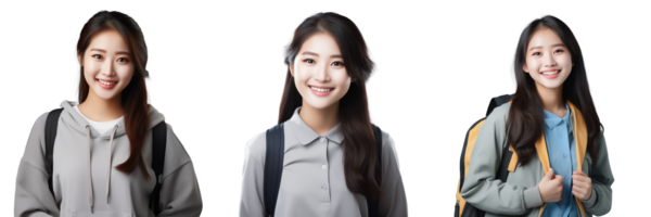Beautiful and confident female university student transparent background AI Generative png