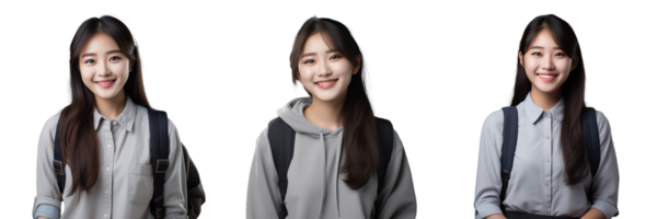 Beautiful and confident female university student transparent background AI Generative png