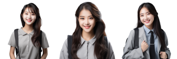 Beautiful and confident female university student transparent background AI Generative png